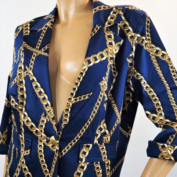 Vintage 80 Blazer Jacket Linea by Louis Dell'Olio Chain Royalty Jacket Sz L NWOT - Picture 6 of 8